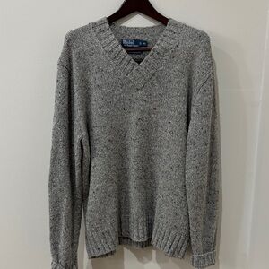 Eddie Bauer Men's Heathered Gray V-Neck Sweater